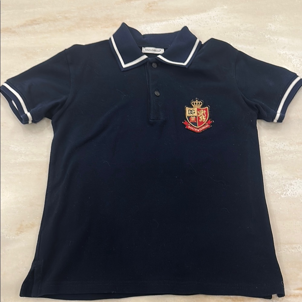 Dolce & Gabbana Blue Polo Shirt with Crest